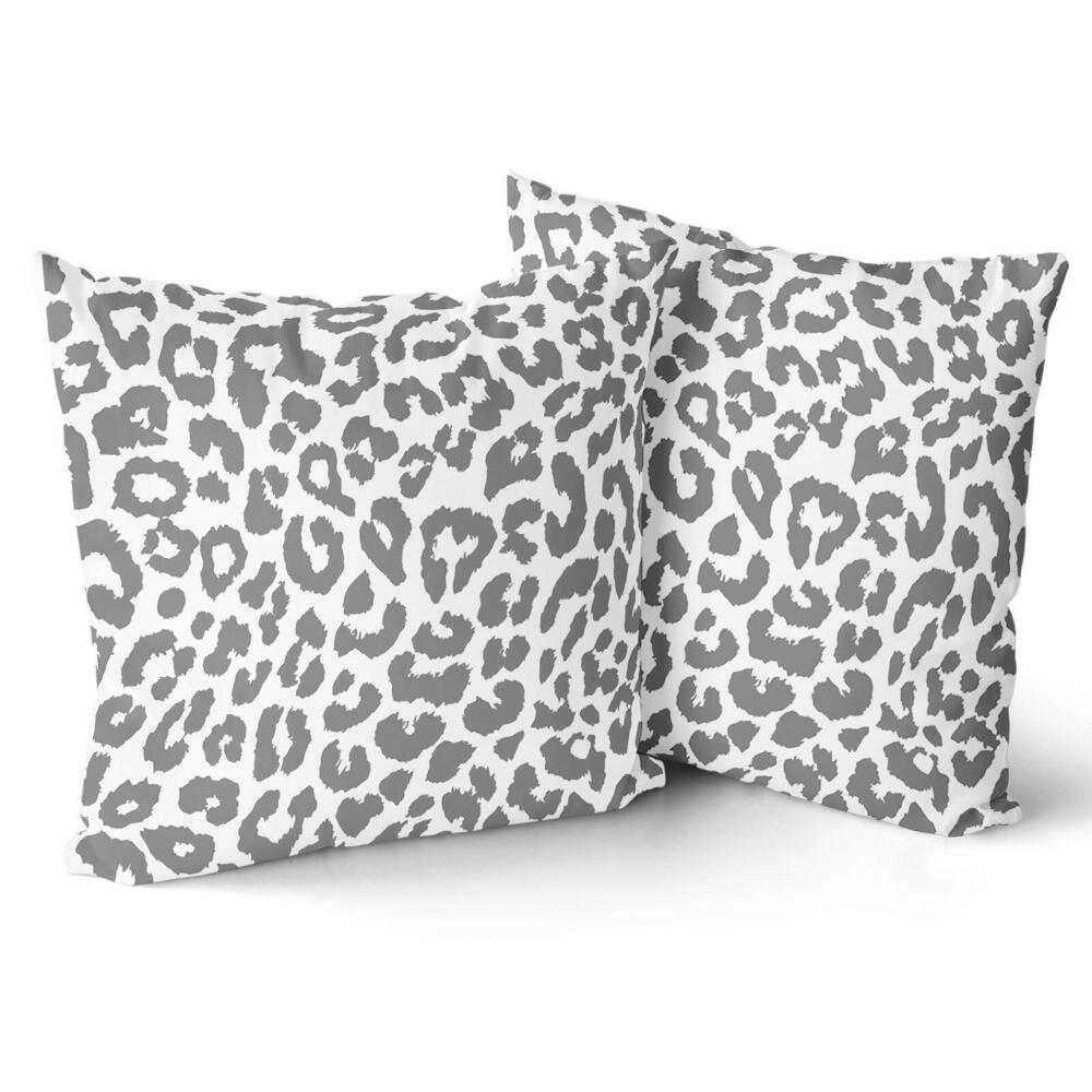 6531 Grey Leopard Print Pillowcase 2pcs Snow Cheetah Animal Print Pillow